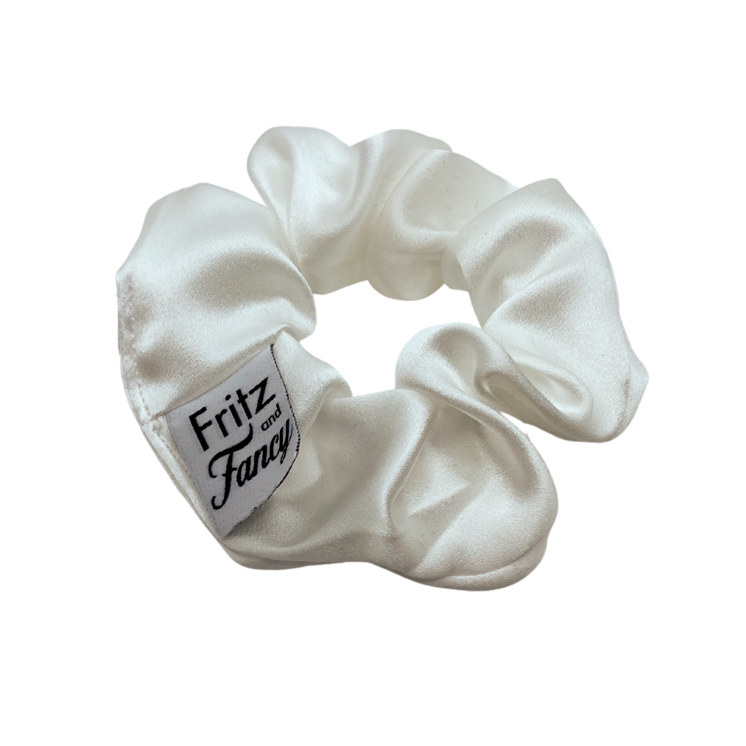 White Silk Scrunchie