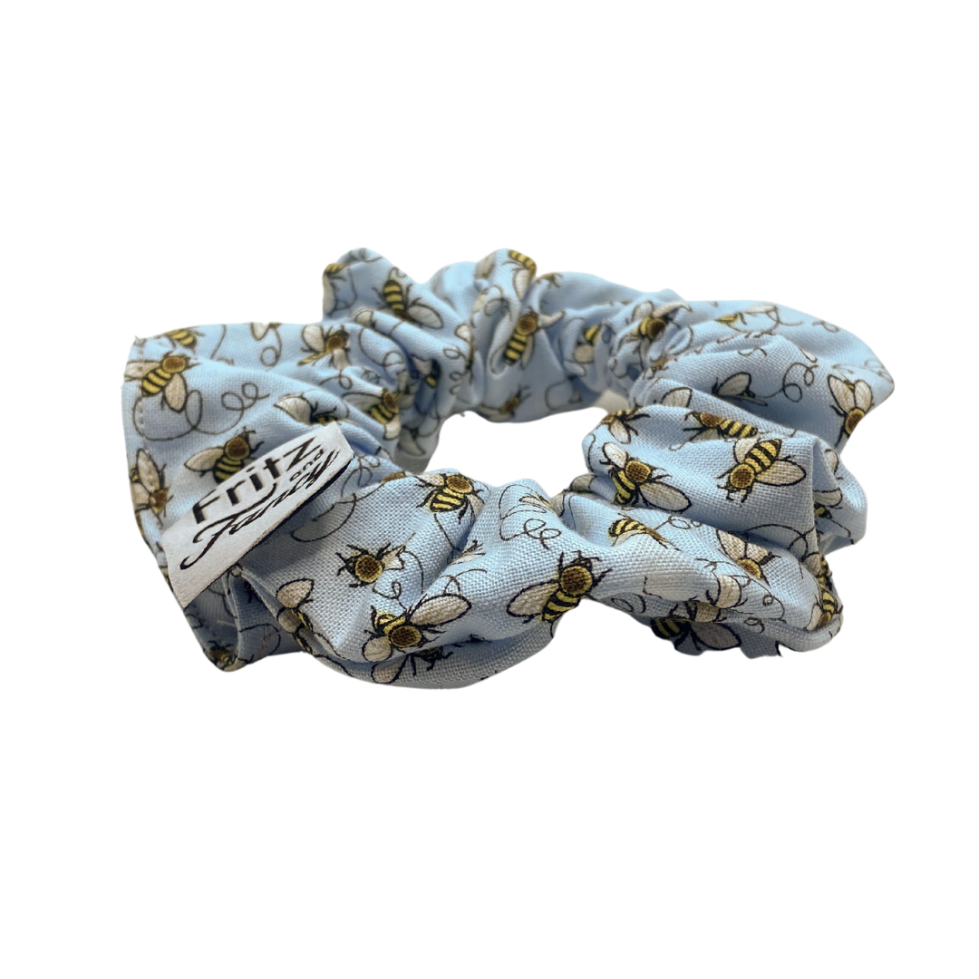 Honey Bees on Pale Blue