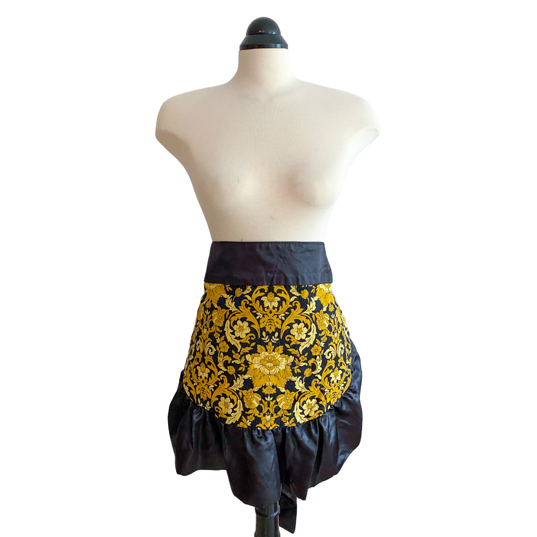 Regal Gold Flowers Half Apron