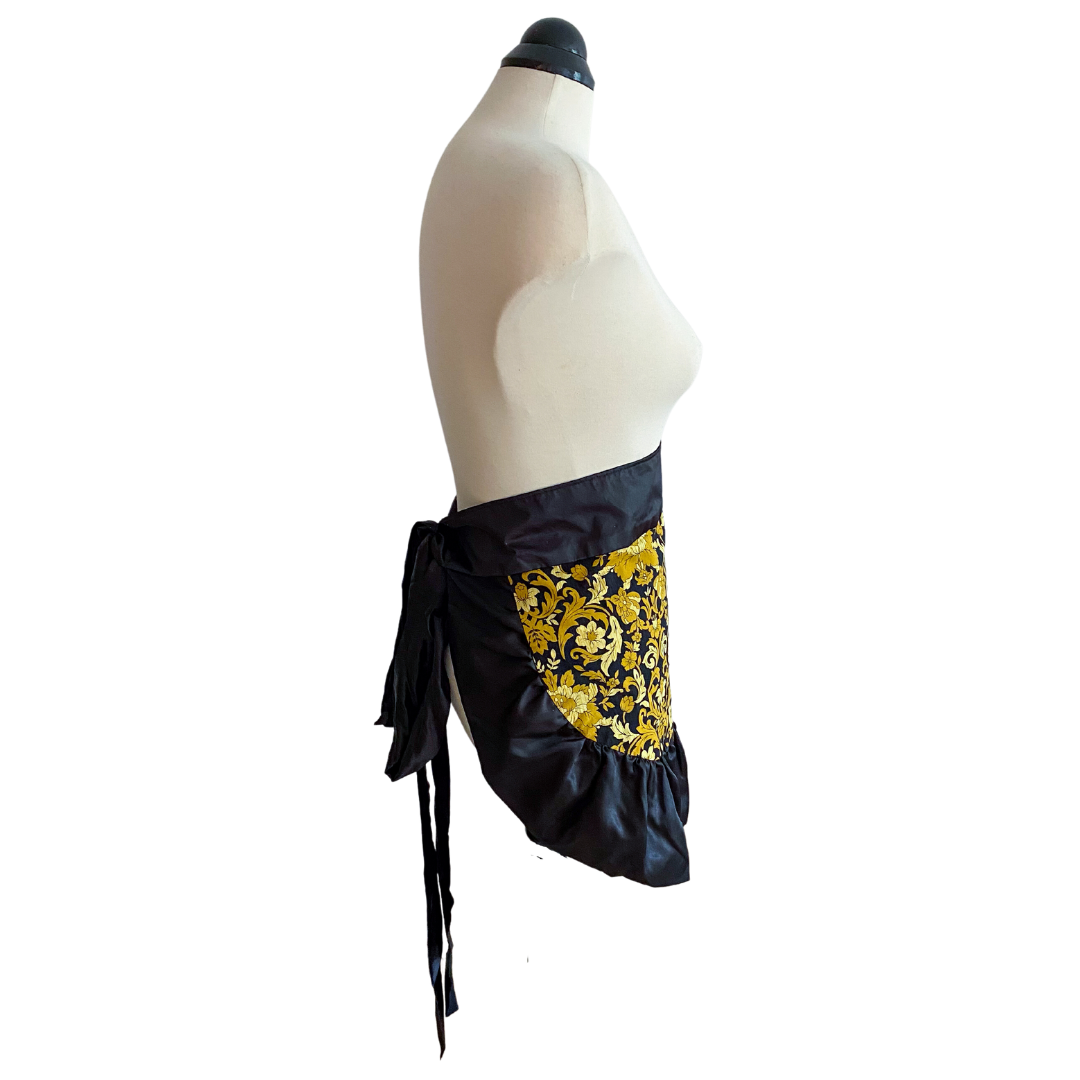 Regal Gold Flowers Half Apron