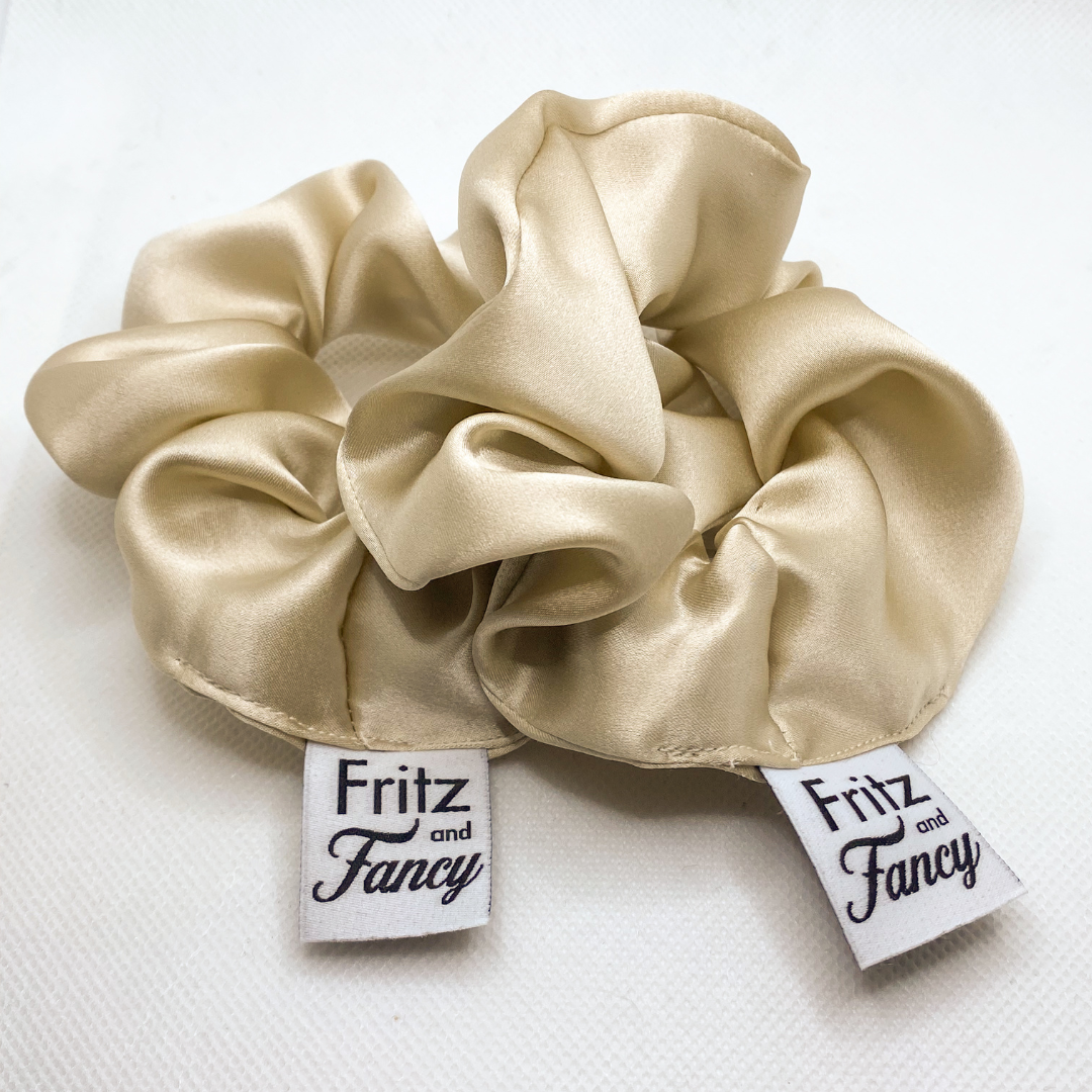 Champagne Beige Silk Scrunchie