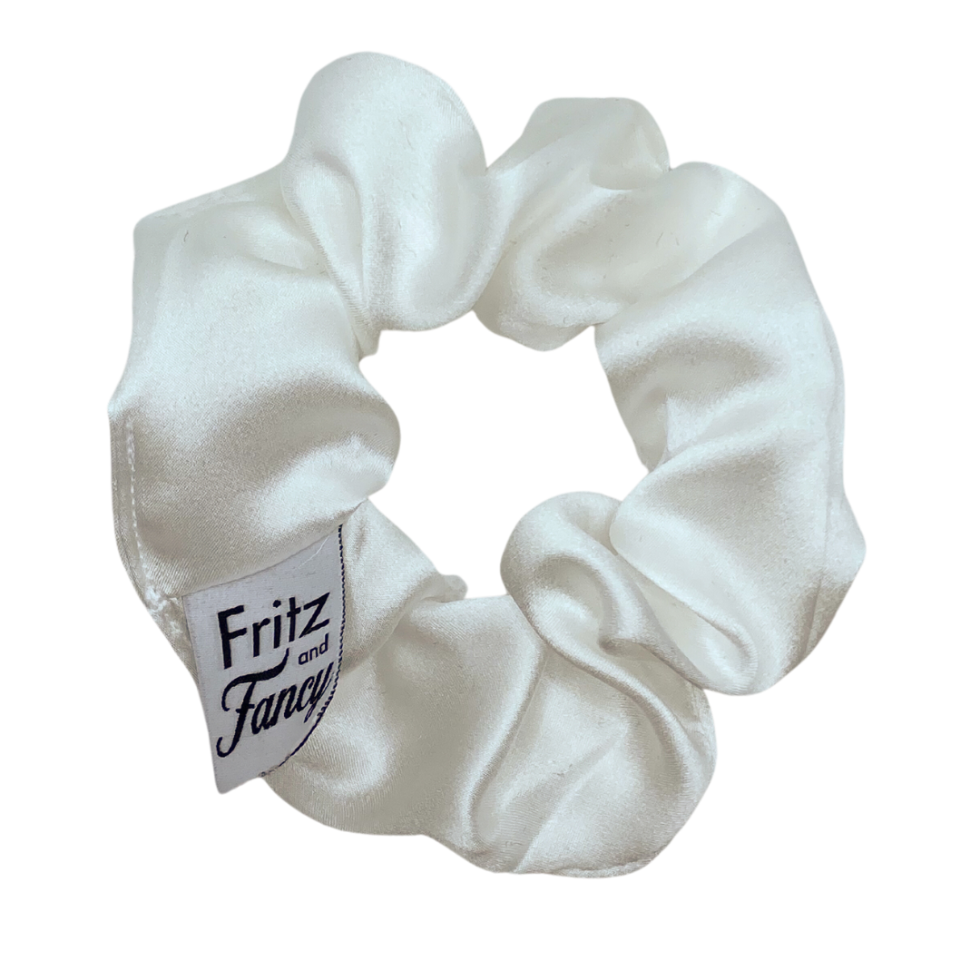 White Silk Scrunchie