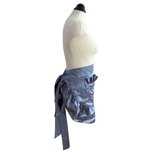 Silver Satin Half Apron