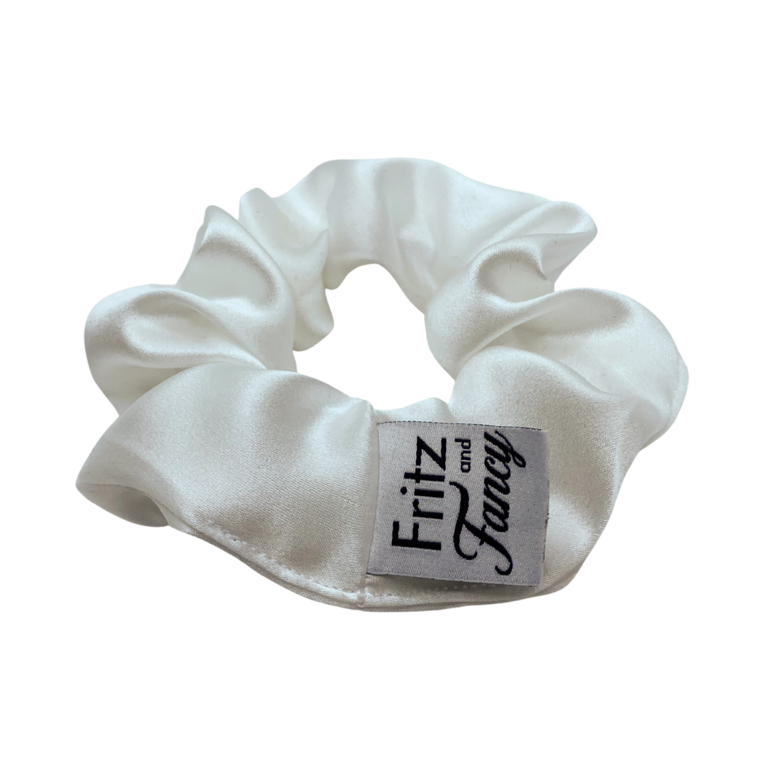 White Silk Scrunchie