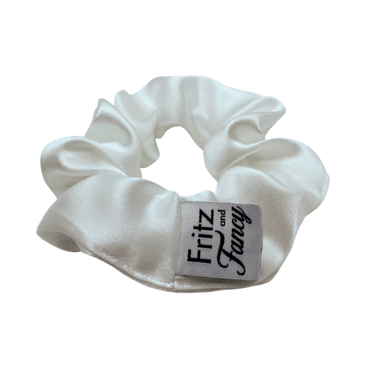 White Silk Scrunchie