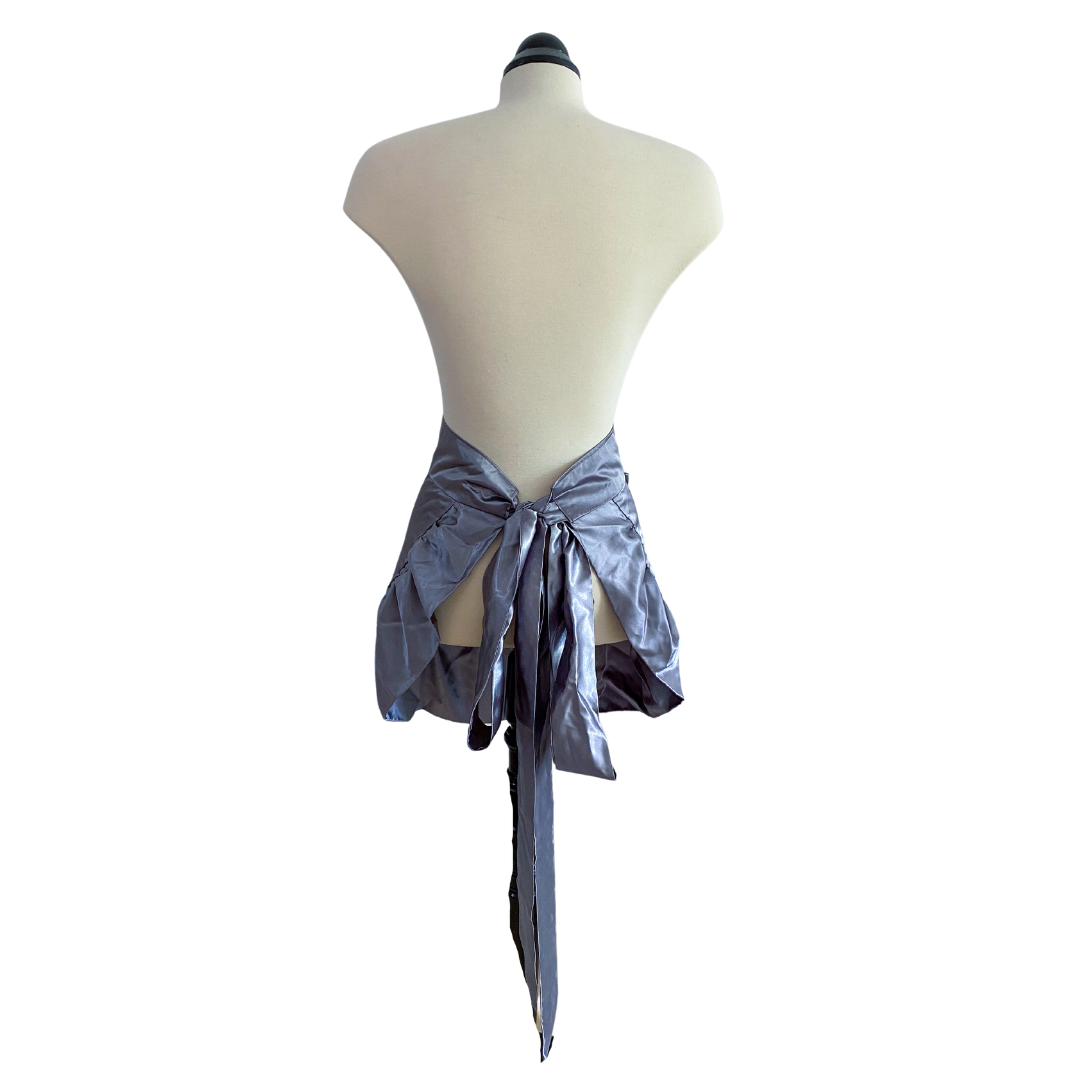 Silver Satin Half Apron