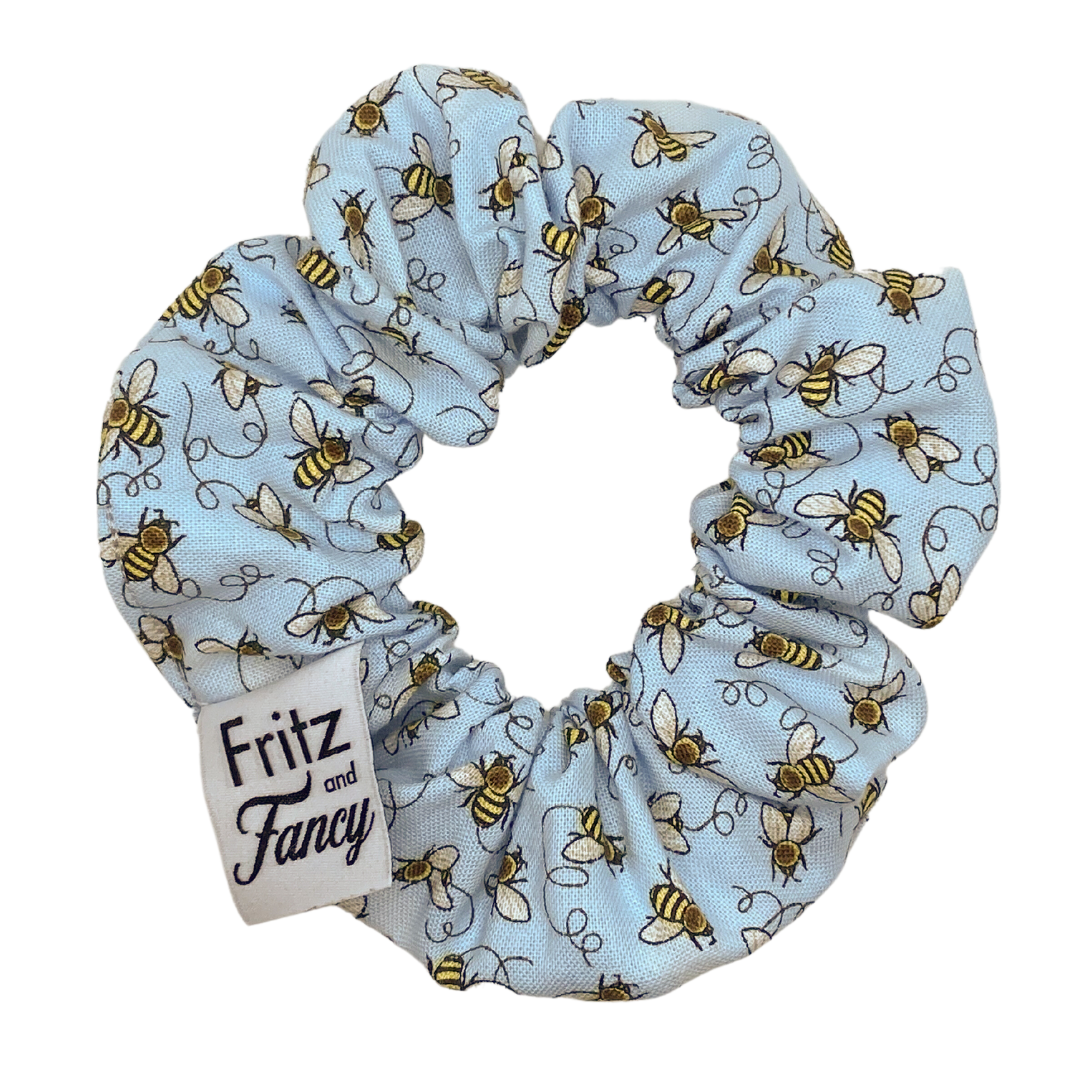 Honey Bees on Pale Blue