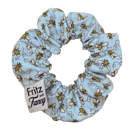 Honey Bees on Pale Blue